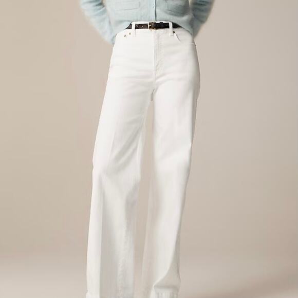 J.Crew 1996 Updated Denim Trouser Pant Wide Leg Dressy Date Trip CH679 White 24 - Picture 1 of 16